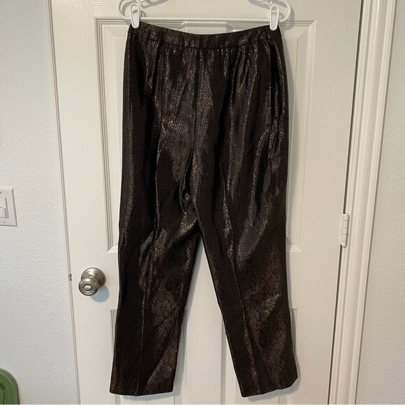 Linda Allard Ellen Tracy Croc Look Straight Leg Metallic Pants Pockets 10P - Picture 5 of 10